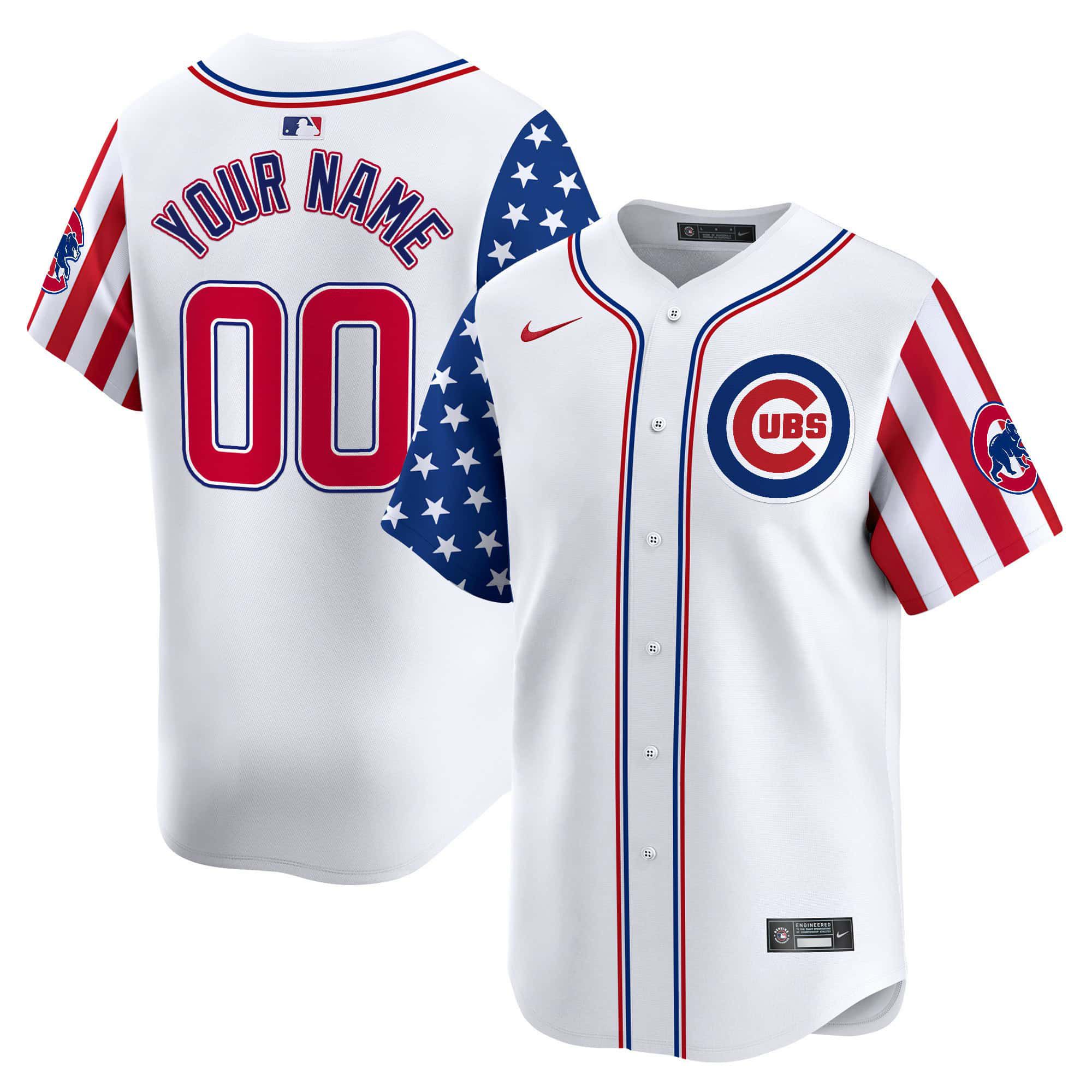 Men Chicago Cubs White Nike 2024 Independence Day Vapor Premier Limited Custom MLB Jersey->customized mlb jersey->Custom Jersey